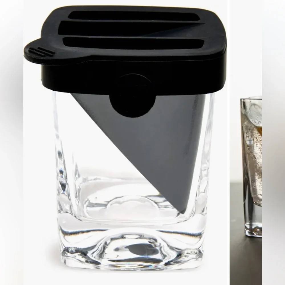 Set of Two Glass Corkcicle Whiskey Wedge, Glass with Silicone Ice Mold. NWOT 🥃 - Picture 2 of 7